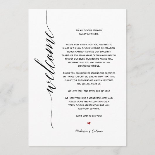 シンプルでエレガントな書道の結婚式の旅程カード プログラム (裏面)