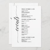 シンプルでエレガントな書道の結婚式の旅程カード プログラム (正面/裏面)