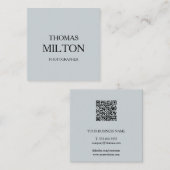 シンプルでエレガントな最小主義のモダンQRコード スクエア名刺 (正面/裏面)