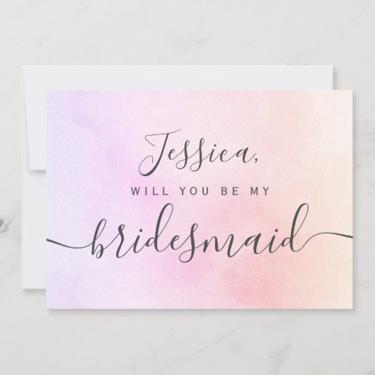 シンプルでエレガントな水彩のブライズメイド 招待状 (正面)