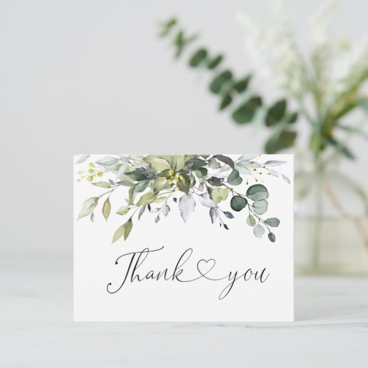 シンプルでエレガントな水彩のユーカリの感謝 ポストカード (スタンド正面)