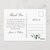 シンプルでエレガントな水彩のユーカリの感謝 ポストカード (裏面)