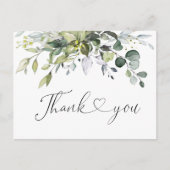 シンプルでエレガントな水彩のユーカリの感謝 ポストカード (正面)