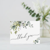 シンプルでエレガントな水彩画のユーカリ お礼 ポストカード (スタンド正面)