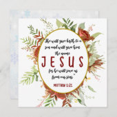 シンプルでエレガントな水彩画の花と聖書の一節 シーズンカード (正面/裏面)