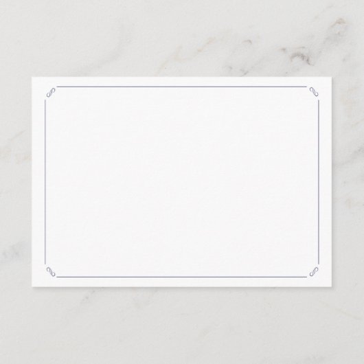 シンプルでエレガントな濃紺の結婚式の調節 エンクロージャーカード (裏面)