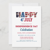 シンプルでエレガントな独立記念日のお祝い 招待状 (正面)
