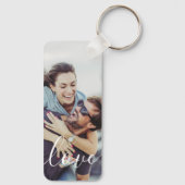 シンプルでエレガントな現代的なスクリプト写真 キーホルダー (裏面)