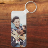 シンプルでエレガントな現代的なスクリプト写真 キーホルダー (裏面)