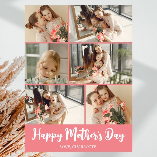 シンプルでエレガントな現代的な母の日写真コラージュ シーズンカード