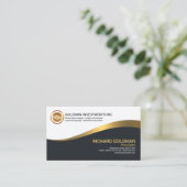 シンプルでエレガントな発光性の金ゴールドの波の外国為替の貿易業者 名刺 (スタンド正面)