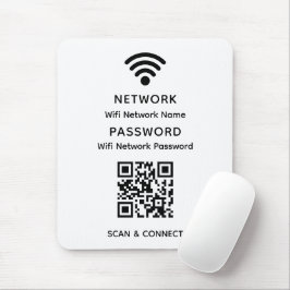 シンプルでエレガントな白いWi-Fi QRコード ネットワークパスワード マウスパッド