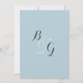 シンプルでエレガントな白とパステルブルーのモダンな結婚式 招待状 (裏面)