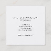 シンプルでエレガントな白人の大理石のプロフェッショナル スクエア名刺 (裏面)