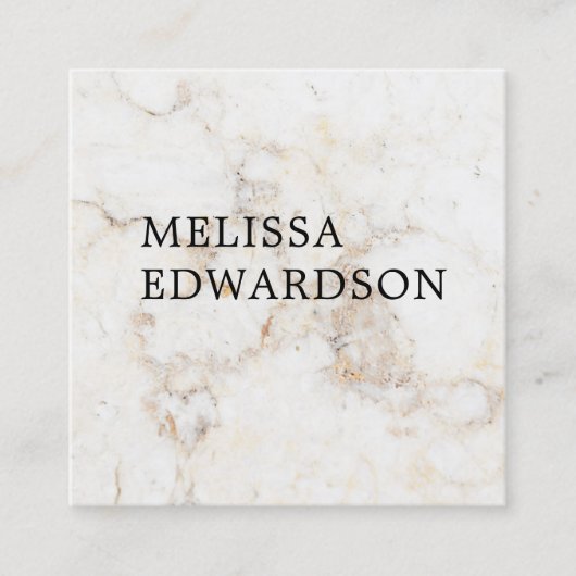 シンプルでエレガントな白人の大理石のプロフェッショナル スクエア名刺 (正面)