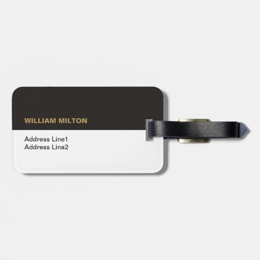 シンプルでエレガントな白黒のフェイクな金ゴールドのモノグラム ラゲッジタグ (裏面横)