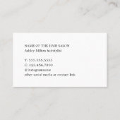 シンプルでエレガントな白黒の金ゴールドのハートの美容師 名刺 (裏面)