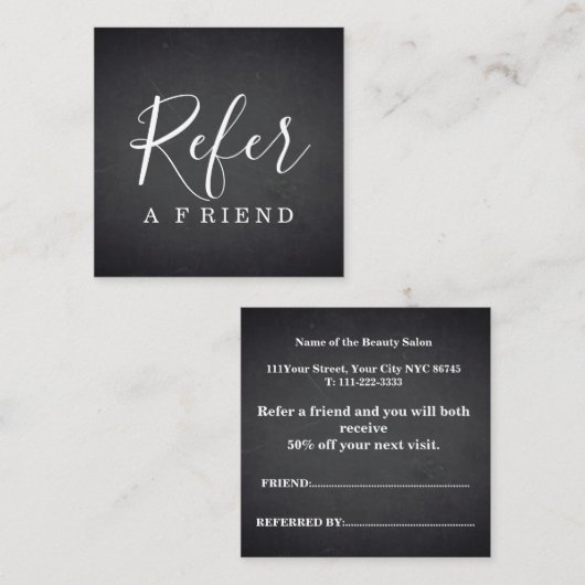 シンプルでエレガントな白黒紹介 紹介カード (正面/裏面)