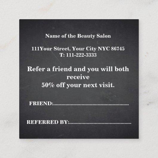 シンプルでエレガントな白黒紹介 紹介カード (裏面)