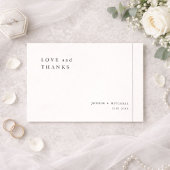 シンプルでエレガントな結婚式のお礼カード+メモ付き サンキューカード