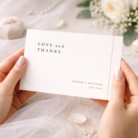 シンプルでエレガントな結婚式のお礼カード+メモ付き サンキューカード