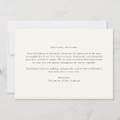 シンプルでエレガントな結婚式のお礼カード+メモ付き サンキューカード (裏面)