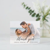シンプルでエレガントな結婚式のハート写真ありがとう ポストカード (スタンド正面)