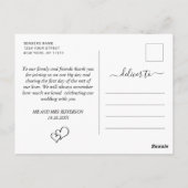 シンプルでエレガントな結婚式のハート写真ありがとう ポストカード (裏面)