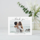 シンプルでエレガントな結婚式のハート写真ありがとう ポストカード (スタンド正面)