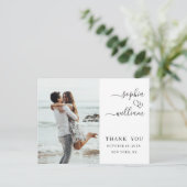 シンプルでエレガントな結婚式のハート写真ありがとう ポストカード (スタンド正面)