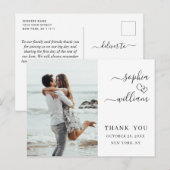 シンプルでエレガントな結婚式のハート写真ありがとう ポストカード (正面/裏面)