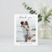 シンプルでエレガントな結婚式のハート写真ありがとう ポストカード (スタンド正面)