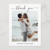 シンプルでエレガントな結婚式のハート写真ありがとう ポストカード (正面)