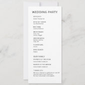 シンプルでエレガントな結婚式のプログラム (裏面)