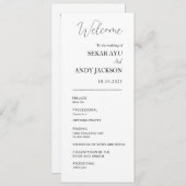 シンプルでエレガントな結婚式のプログラム (正面/裏面)