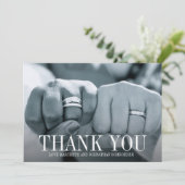 シンプルでエレガントな結婚式の写真にお礼のカード 招待状 (スタンド正面)