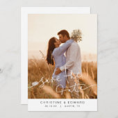 シンプルでエレガントな結婚式の写真カード(Save the date) 招待状 (正面/裏面)