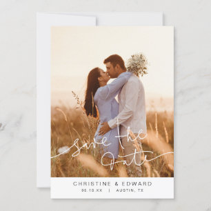 シンプルでエレガントな結婚式の写真カード(Save the date) 招待状