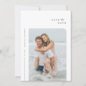 シンプルでエレガントな結婚式の写真付きSave The Date 招待状 (正面)