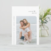 シンプルでエレガントな結婚式の写真付きSave The Date 招待状 (スタンド正面)