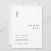 シンプルでエレガントな結婚式の写真付きSave The Date 招待状 (裏面)