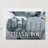 シンプルでエレガントな結婚式の写真 感謝カード 招待状 (正面)