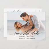 シンプルでエレガントな結婚式の招待前写真 ポストカード (正面/裏面)