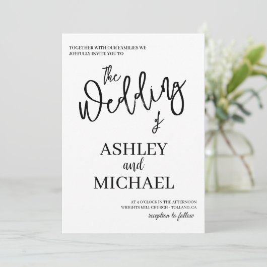 シンプルでエレガントな結婚式の招待状 招待状 (スタンド正面)