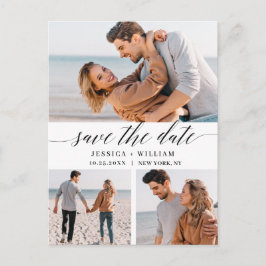 シンプルでエレガントな結婚式の招待状（3枚の写真付き) ポストカード