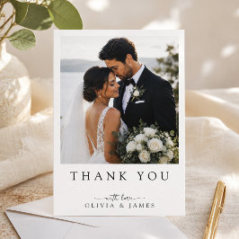 シンプルでエレガントな結婚式フォト+サンクスカード サンキューカード