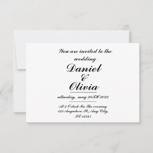 シンプルでエレガントな結婚式招待状テンプレート 招待状 (正面)