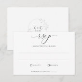 シンプルでエレガントな結婚式RSVP返信カード 出欠カード (正面/裏面)