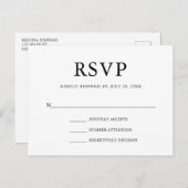 シンプルでエレガントな結婚RSVP インビテーションポストカード (正面/裏面)