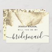 シンプルでエレガントな美意識 輝く私のウェディングパーティ 招待状 (正面/裏面)